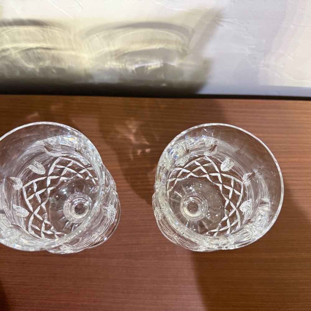 Set of 2 Vintage Waterford Crystal Araglin Footed Punch Glasses For Iced Drinks - Picture 4 of 7
